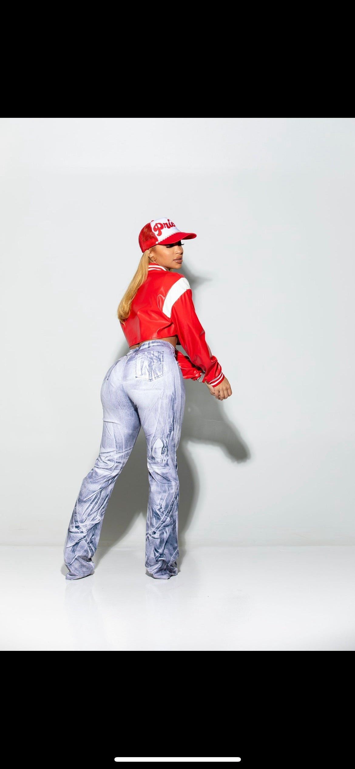 Candy cane cropped varsity