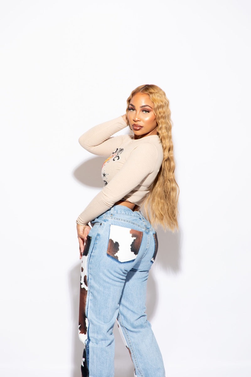 “The Stirrup” CowHide Jeans (blue)