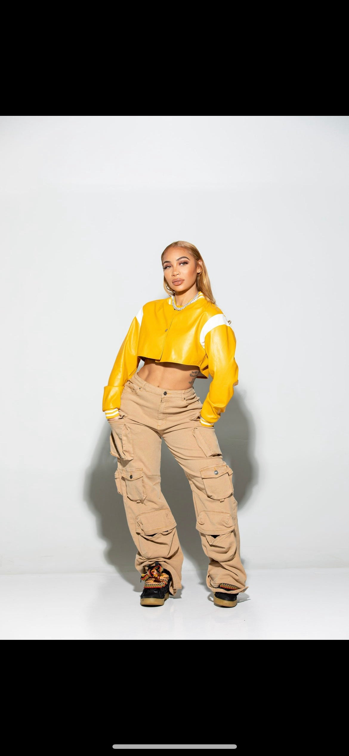 Golden honey cropped varsity