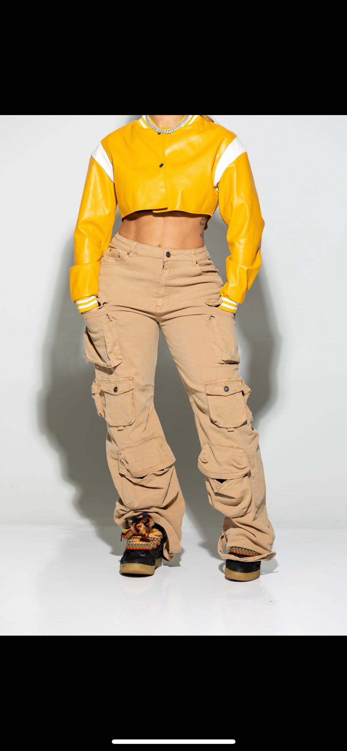 Golden honey cropped varsity