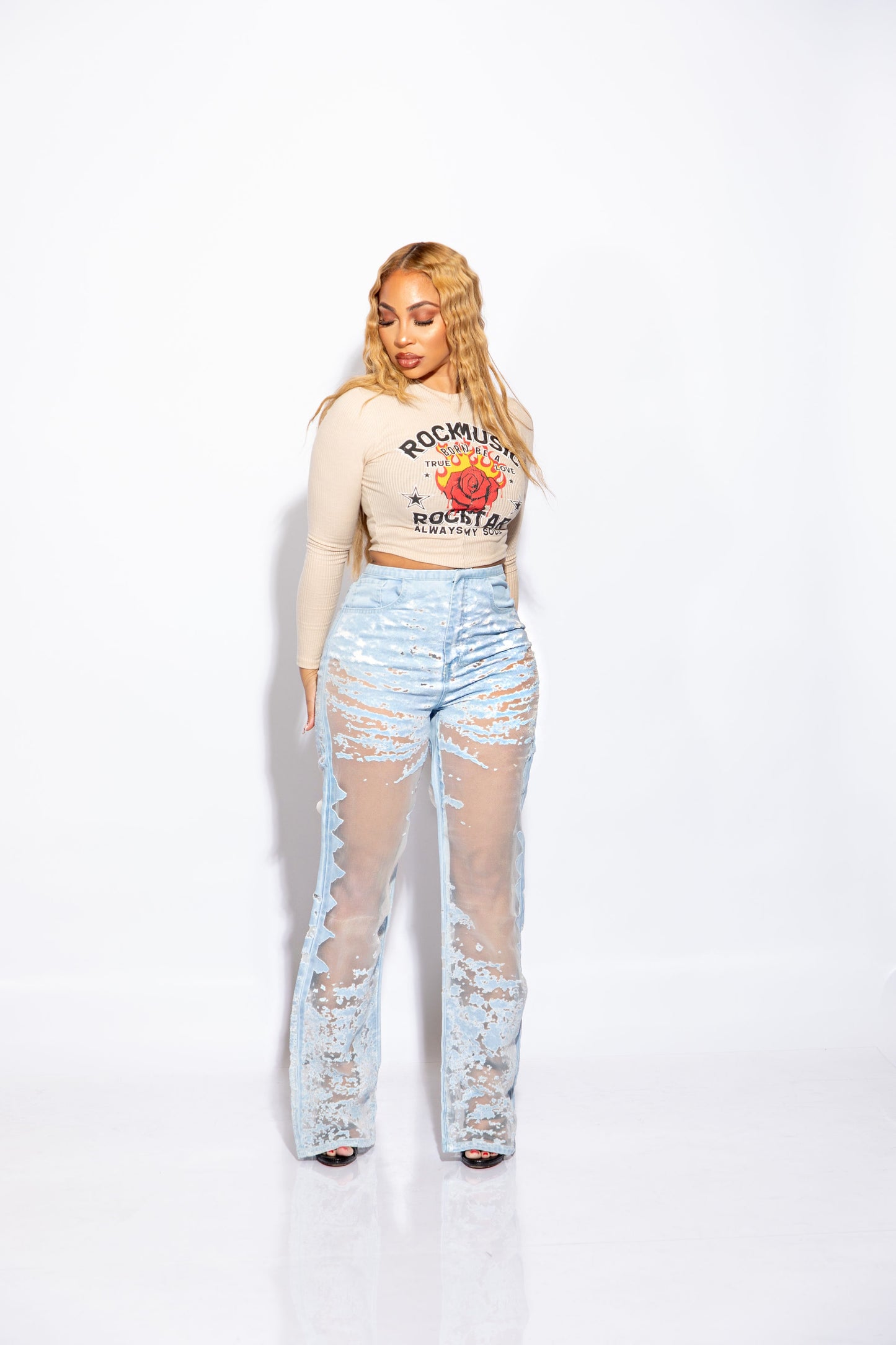 Distressed Translucent Jean (light wash)