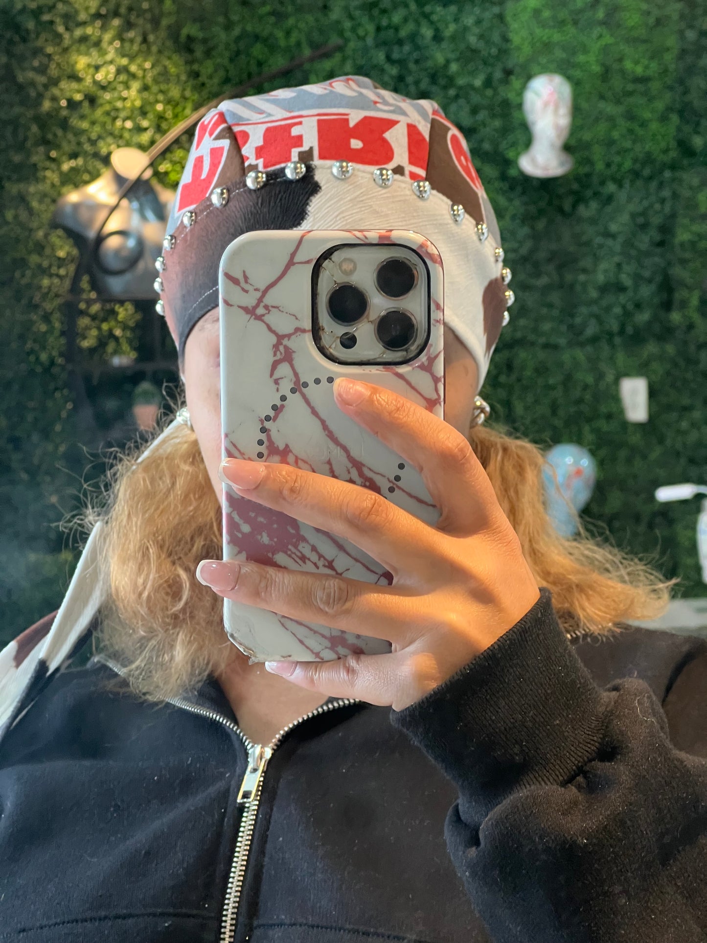 Cow/vintage graphic stoned biker cap