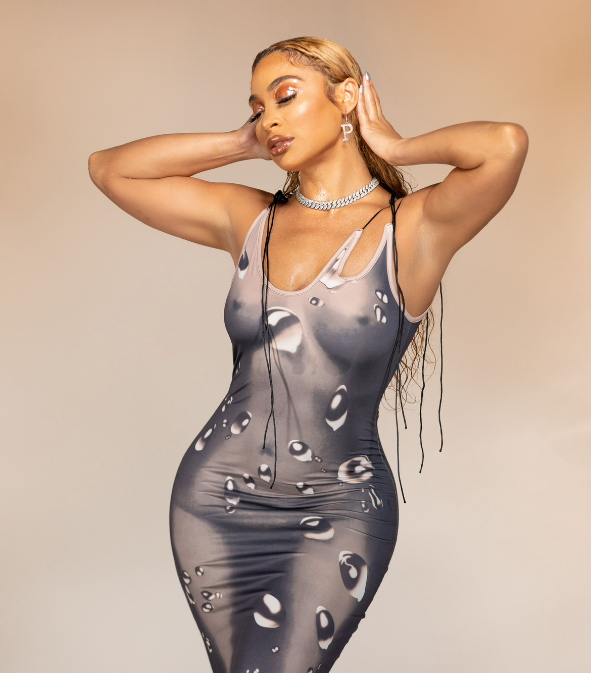 Drippy tan Dress