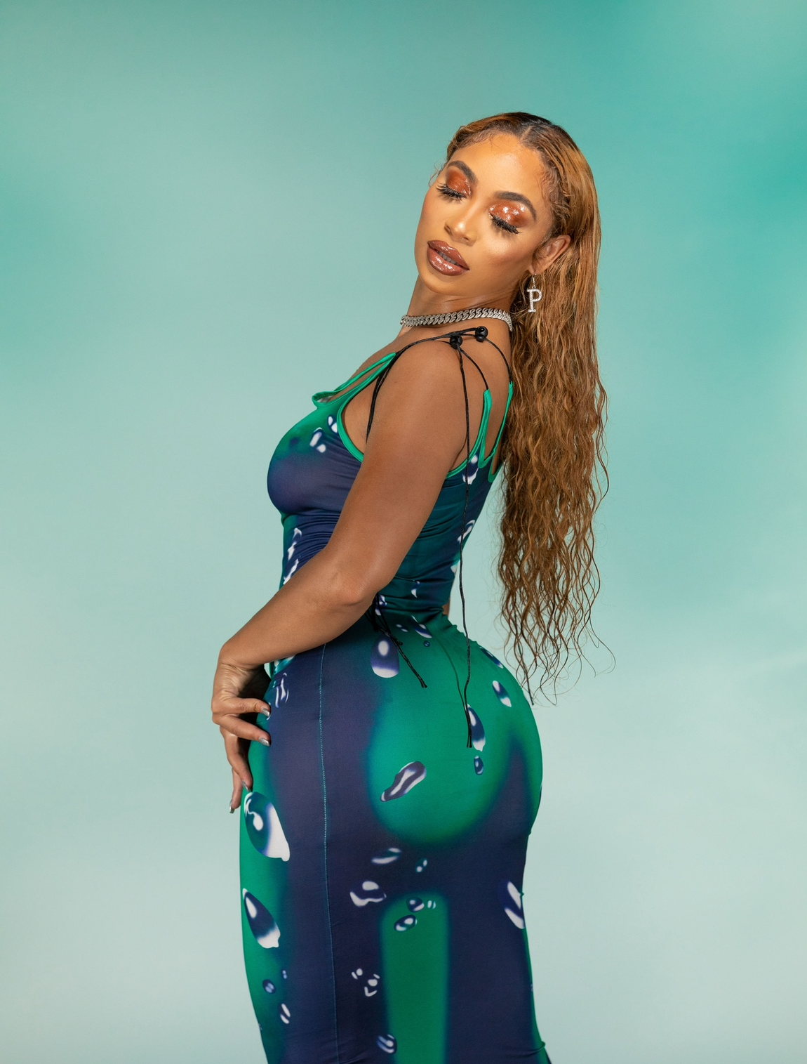 Drippy Green Dress