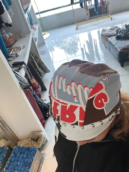 Cow/vintage graphic stoned biker cap