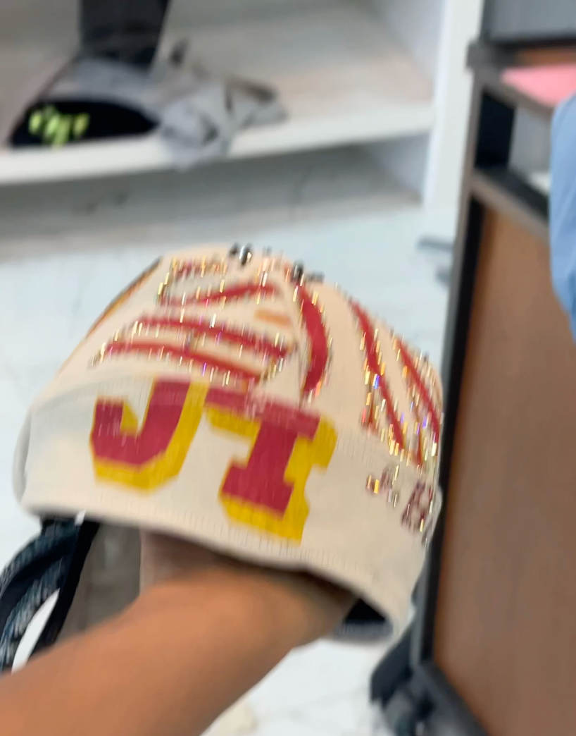 Tan Vintage Graphic Stoned Biker Cap (PRE-ORDER: UP TO 14 DAYS)