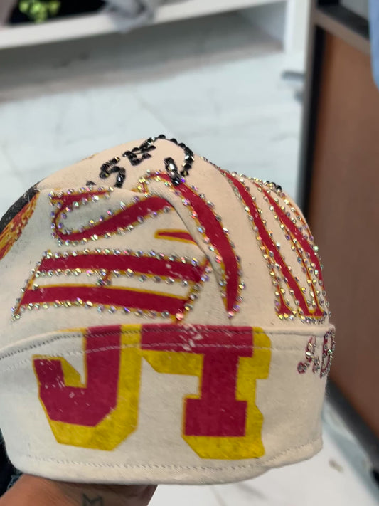Tan vintage graphic stoned biker cap